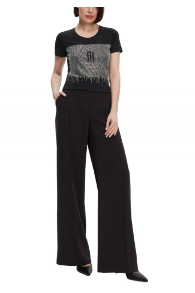 FRACOMINA TOP WITH LOGO ALL OVER BLACK - 358109