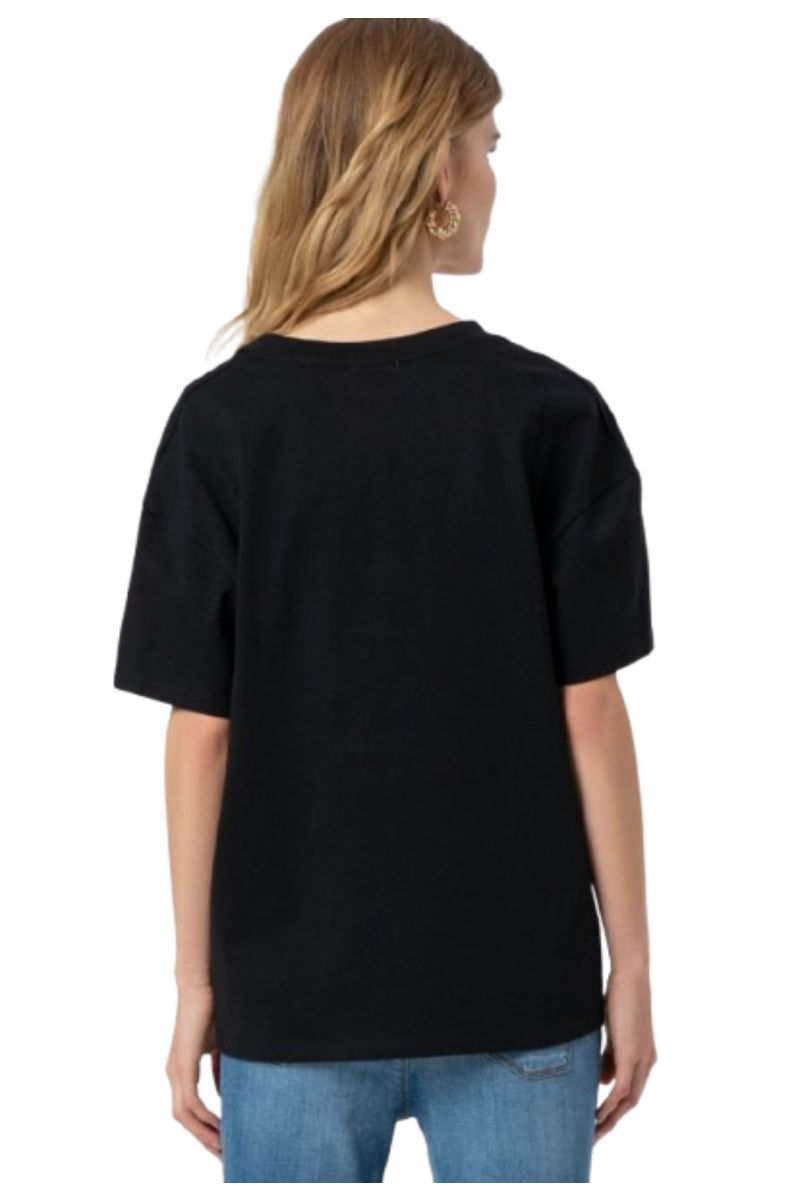 FRACOMINA V NECK T-SHIRT BLACK - 358099