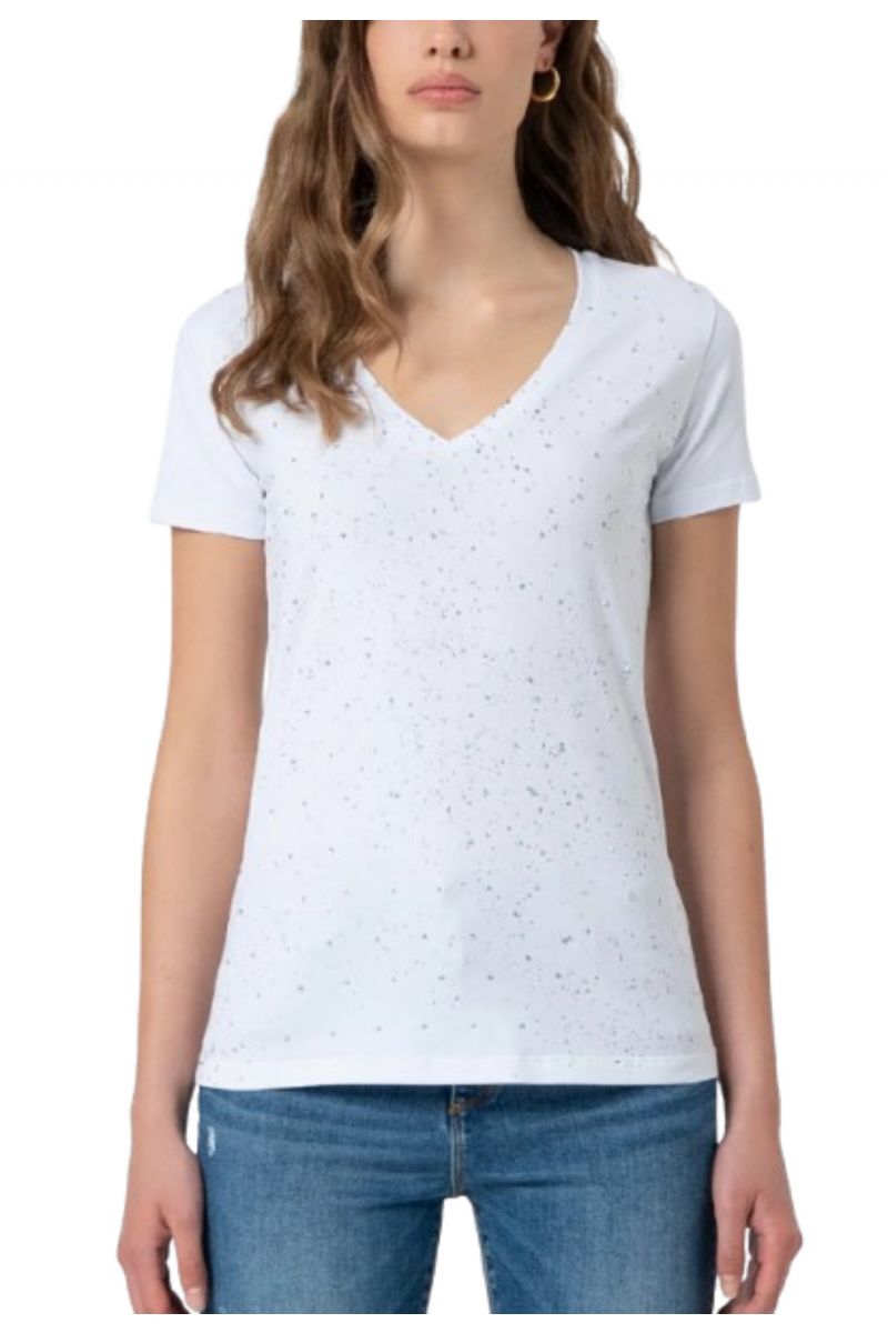 FRACOMINA V NECK T-SHIRT WHITE - 358102