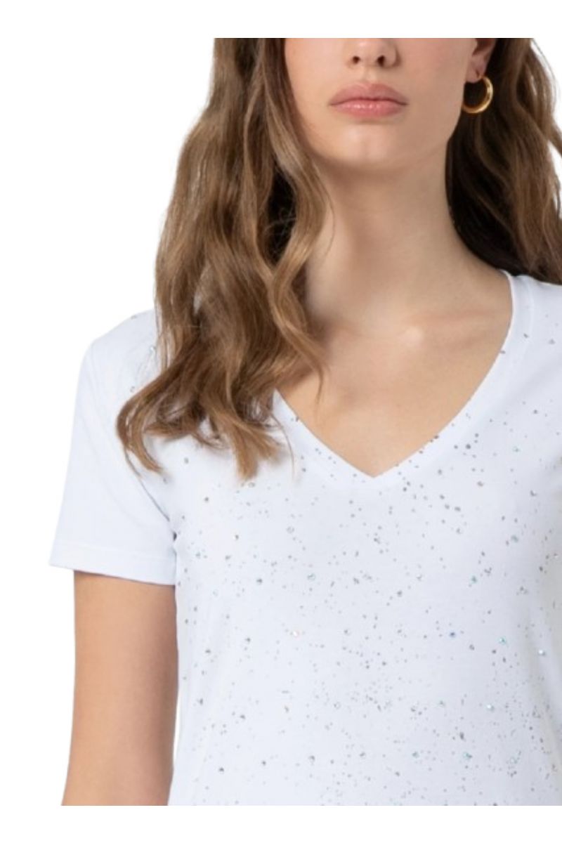 FRACOMINA V NECK T-SHIRT WHITE - 358102