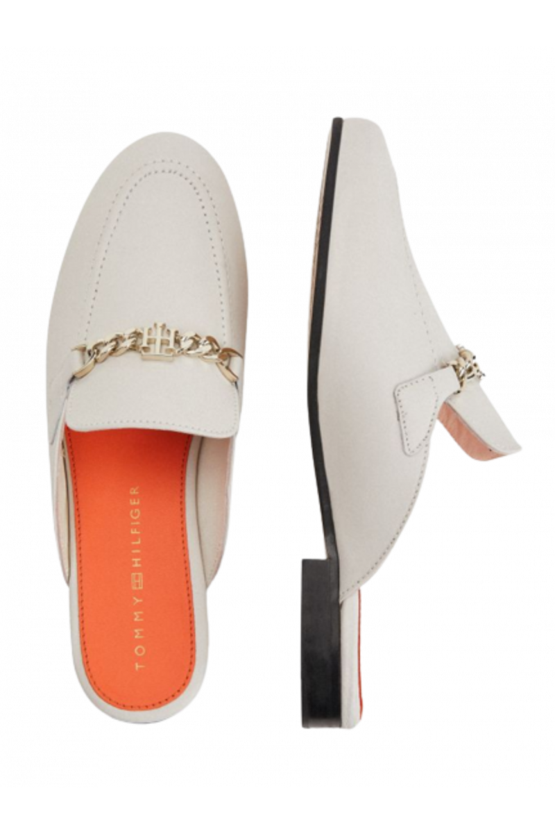 TOMMY HILFIGER CHAIN MULE LOAFER WHITE