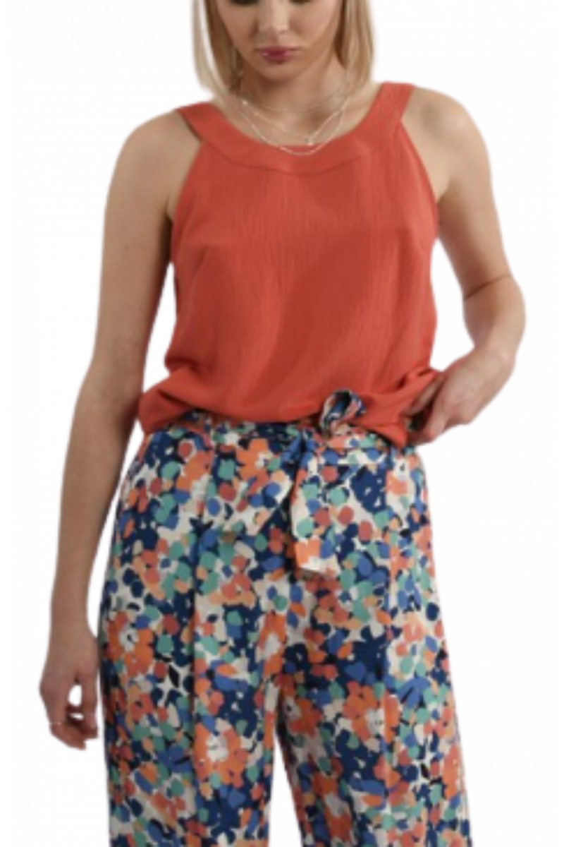MOLLY BRACKEN LADIES WOVEN TOP - G869 CORAL FRANCE