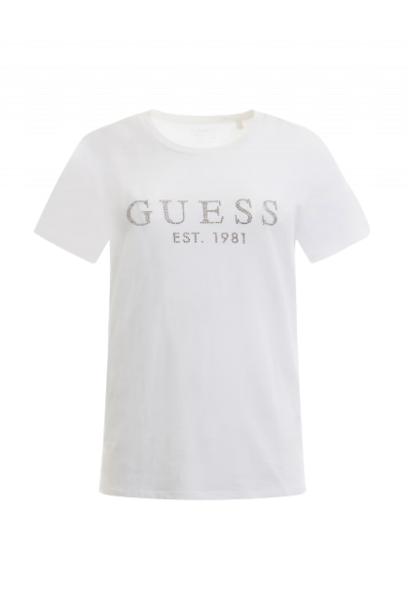 GUESS SS GUESS 1981 CRYSTAL EASY TEE WHITE