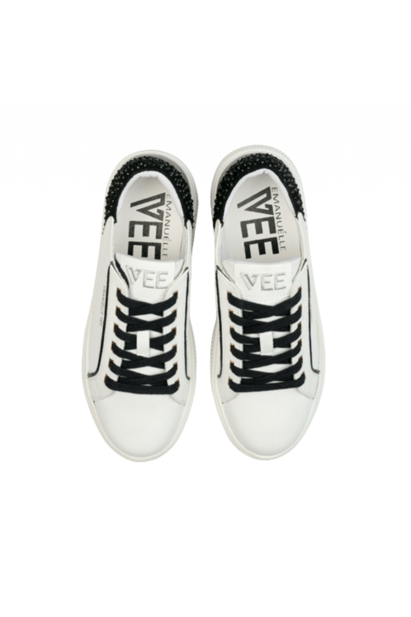 EMANUELLE VEE - SNEAKER FONDO CASSETTA ALTO P003 COMBI WHITE/BLACK