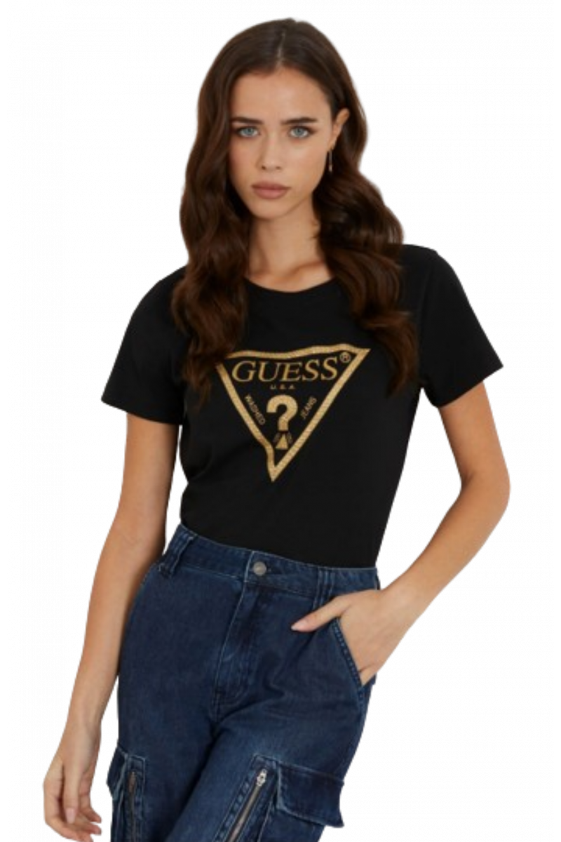 GUESS - SS CN GOLD TRIANGLE TEE BLACK