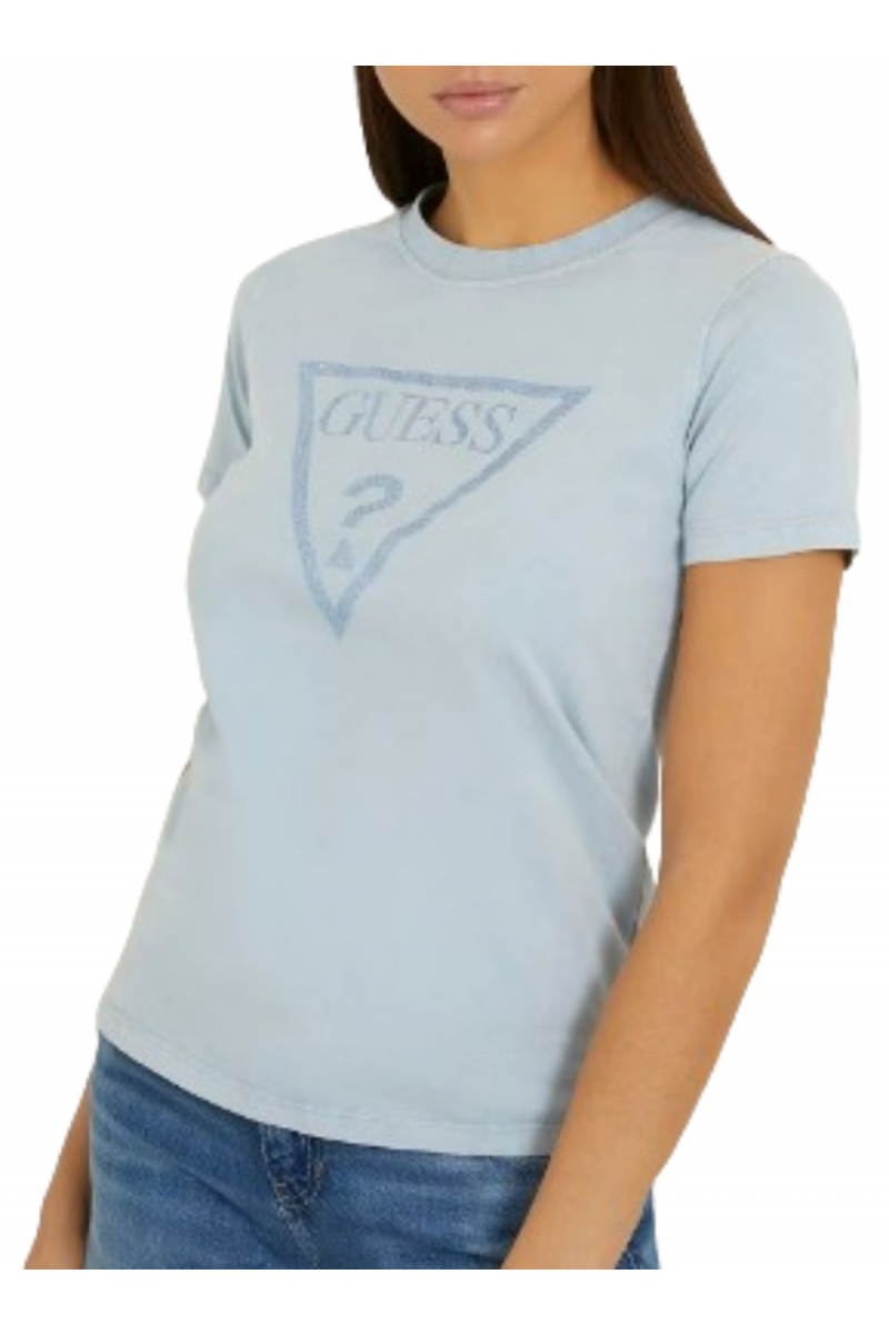 GUESS - SS CN VINTAGE LOGO STONES TEE BLUE