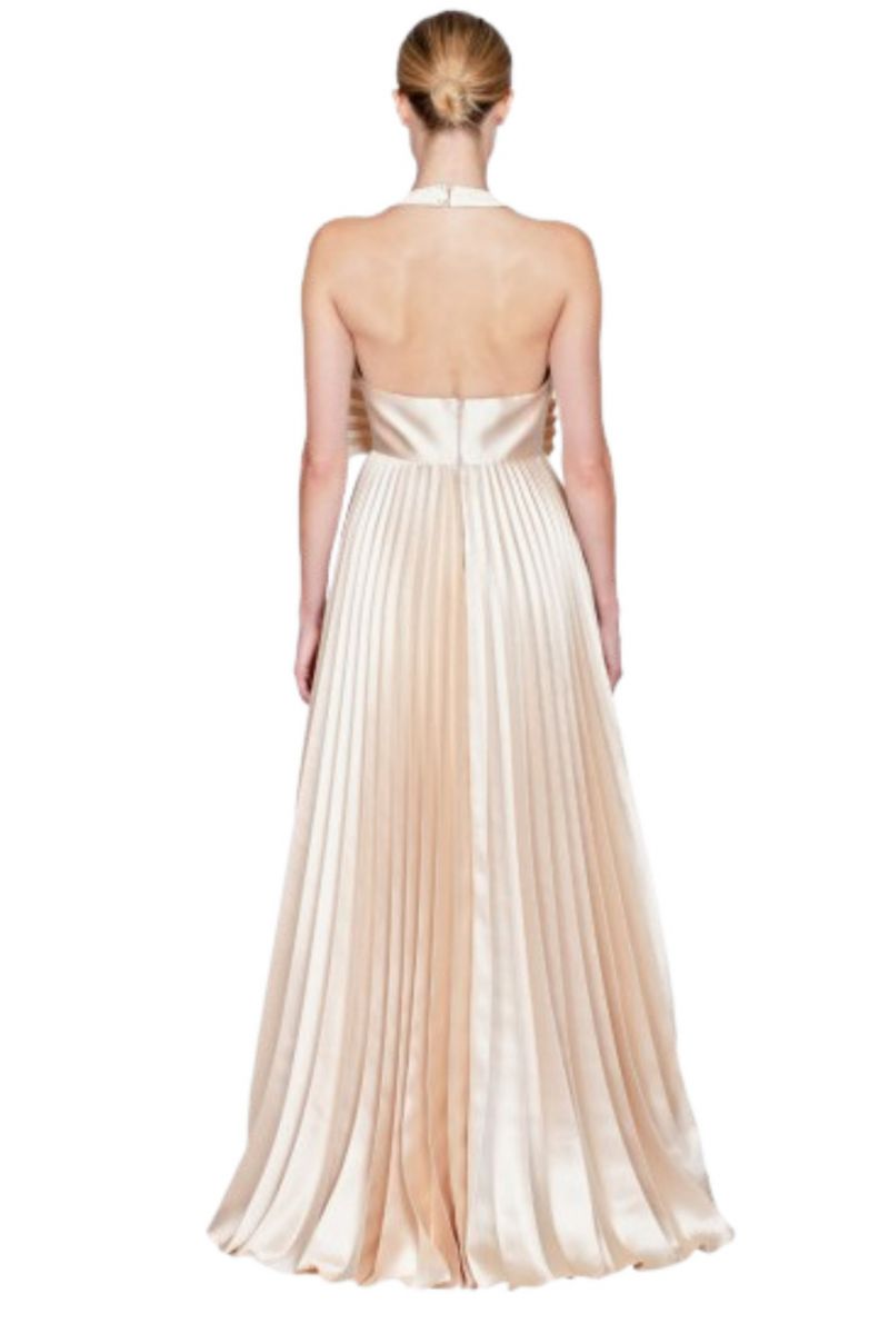 TASSOS MITROPOULOS - DRESS MOZART MAXI PLEATED BEIGE