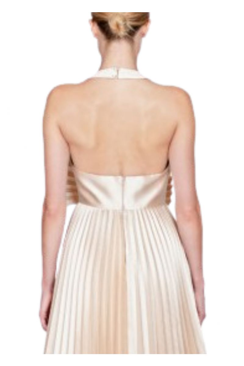 TASSOS MITROPOULOS - DRESS MOZART MAXI PLEATED BEIGE