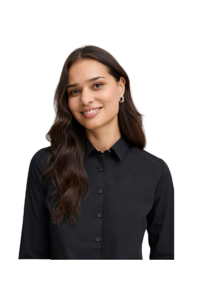 FRANSA WOMEN'S SHIRT WITH CLASSIC COLLAR BLACK