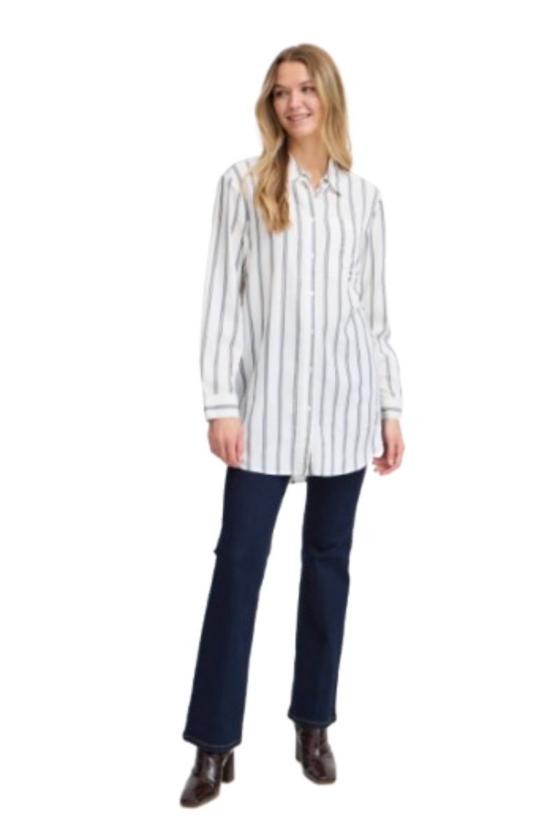 FRANSA WOMEN'S SHIRT STRIPED FRSHIRTA WHITE