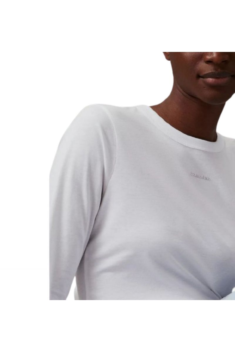 CALVIN KLEIN NANO LOGO SLIM T-SHIRT LS WHITE 