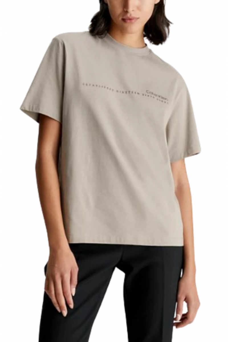 CALVIN KLEIN - MULTI LOGO T-SHIRT NEUTRAL TAUPE