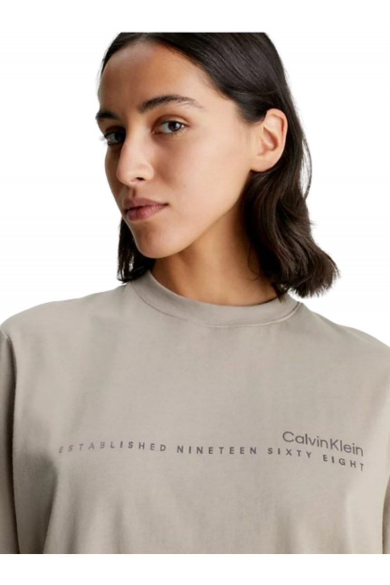 CALVIN KLEIN - MULTI LOGO T-SHIRT NEUTRAL TAUPE