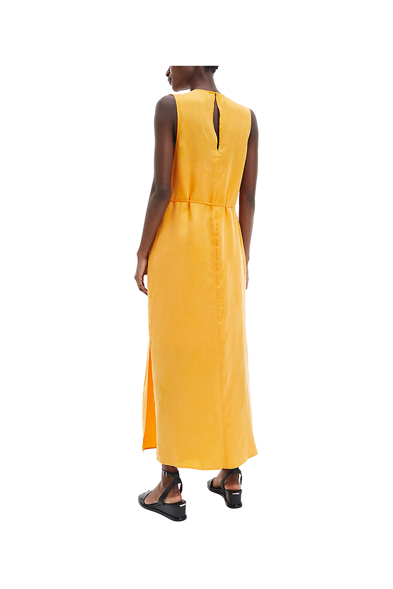 CALVIN KLEIN SHINE VISCOSE MAXI NS DRESS ORANGE FLASH