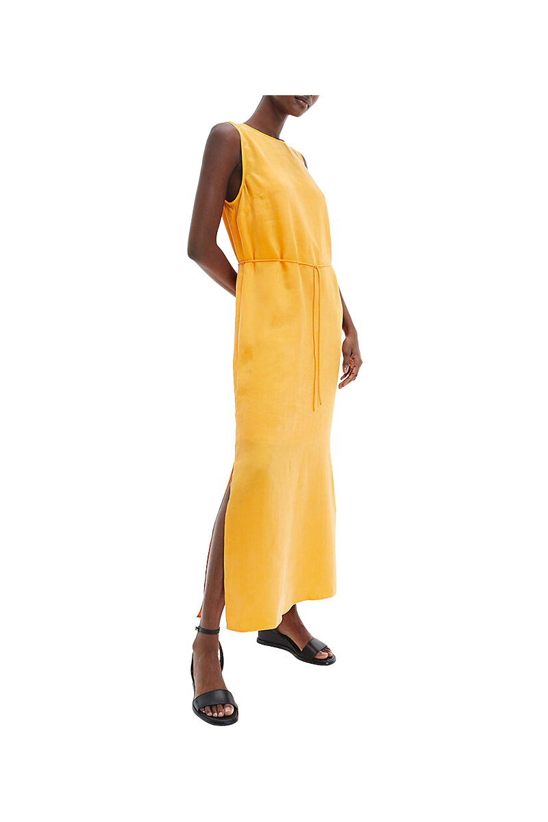 CALVIN KLEIN SHINE VISCOSE MAXI NS DRESS ORANGE FLASH