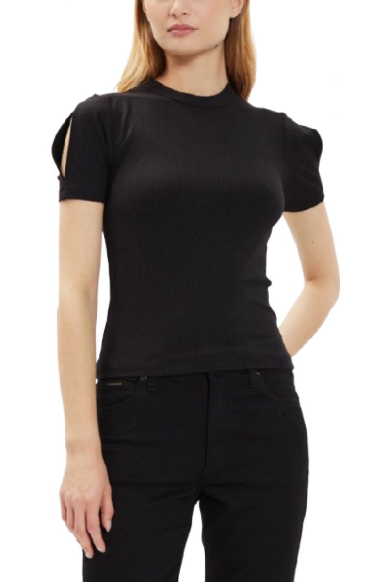 CALVIN KLEIN MODAL RIB SLIT DETAIL T-SHIRT SS BEH