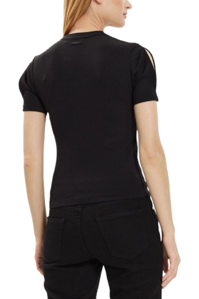 CALVIN KLEIN MODAL RIB SLIT DETAIL T-SHIRT SS BEH