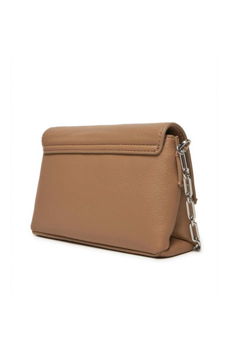 CALVIN KLEIN PLAQUE SM CROSSBODY W/CHAIN BEIGE - 357388