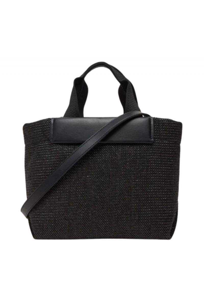 CALVIN KLEIN - RAFFIA SMALL TOTE CROSSBODY BLACK - 358372