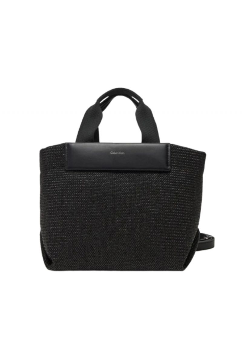 CALVIN KLEIN - RAFFIA SMALL TOTE CROSSBODY BLACK - 358372