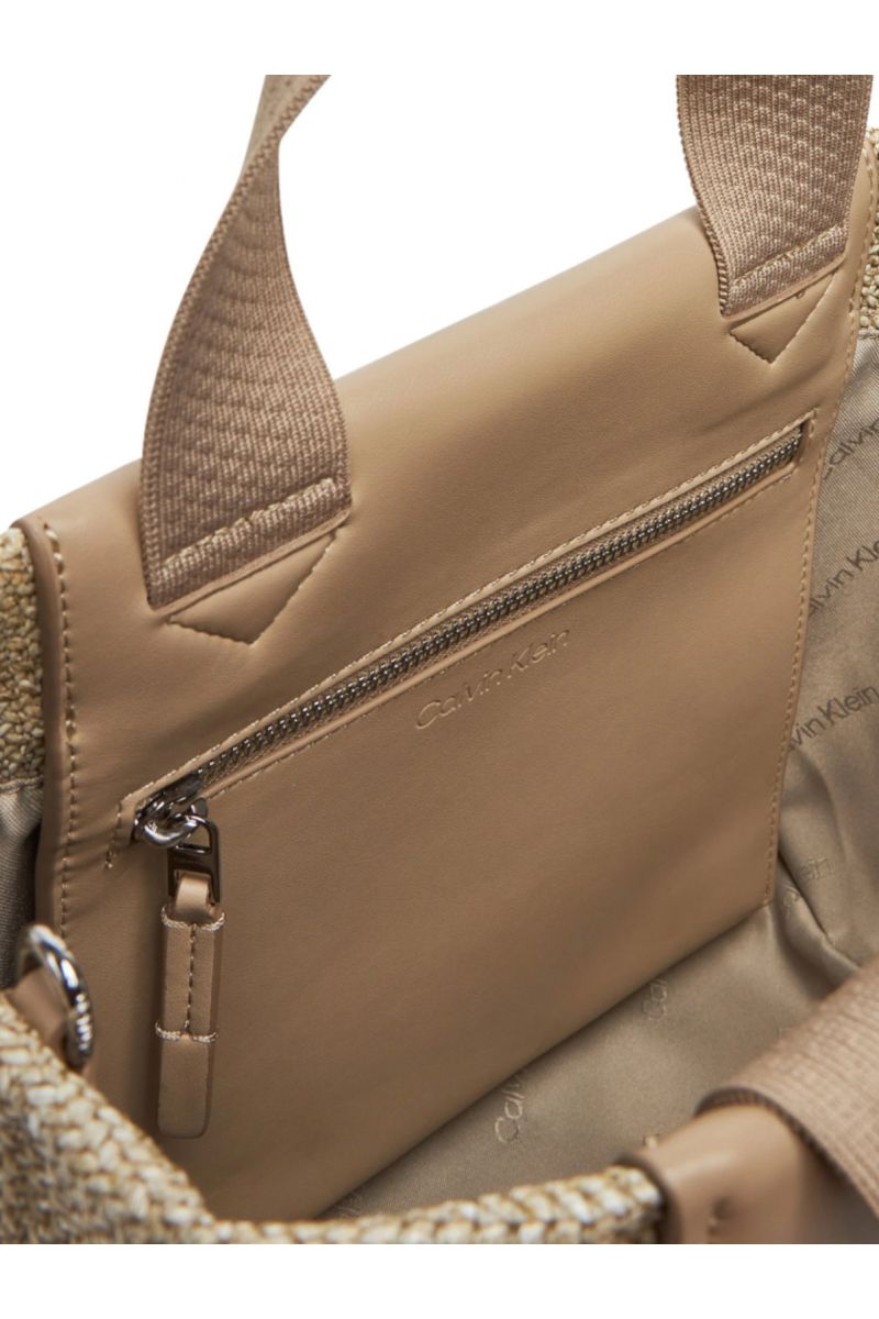 CALVIN KLEIN - RAFFIA SMALL TOTE CROSSBODY BEIGE - 358376