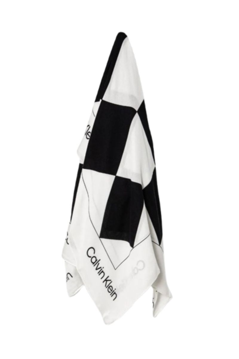 CALVIN KLEIN QUILT PRINT MODAL SCARF 130X130CM BLACK-WHITE - 358017