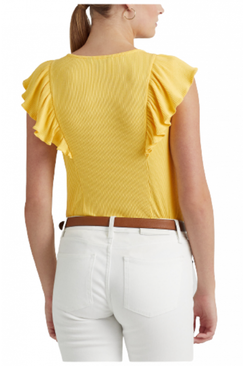 RALPH LAUREN 5X2 DROP NEEDLE RIB-SHIRT YELLOW