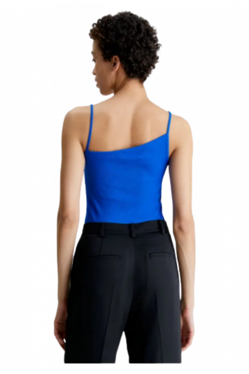 CALVIN KLEIN Q-NOVA ASYMETRIC TANK TOP RIB BLUE C66