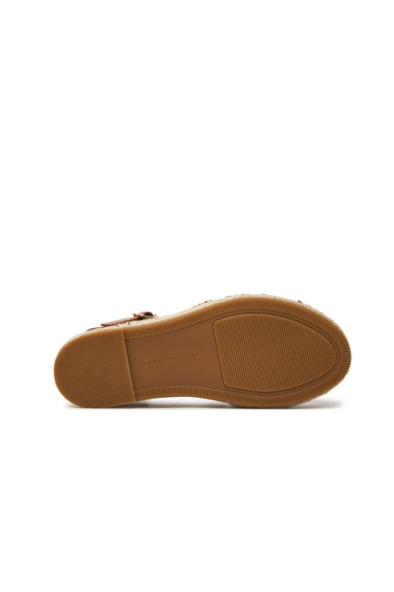 TOMMY HILFIGER - TH AUTHENTIC LEATHER ESPADRILLE COGNAC BROWN