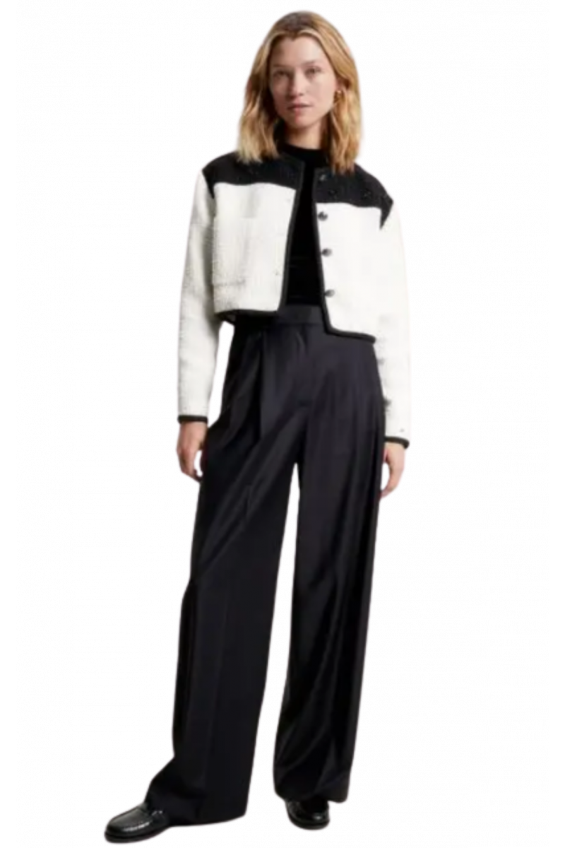 TOMMY HILFIGER - WIDE LEG PLEATED WOOL PANT