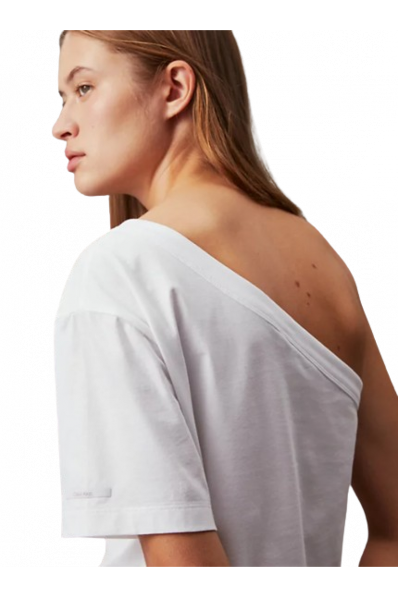 CALVIN KLEIN SMOOTH COTTON ONE SHOULDER TOP - WHITE_YAF