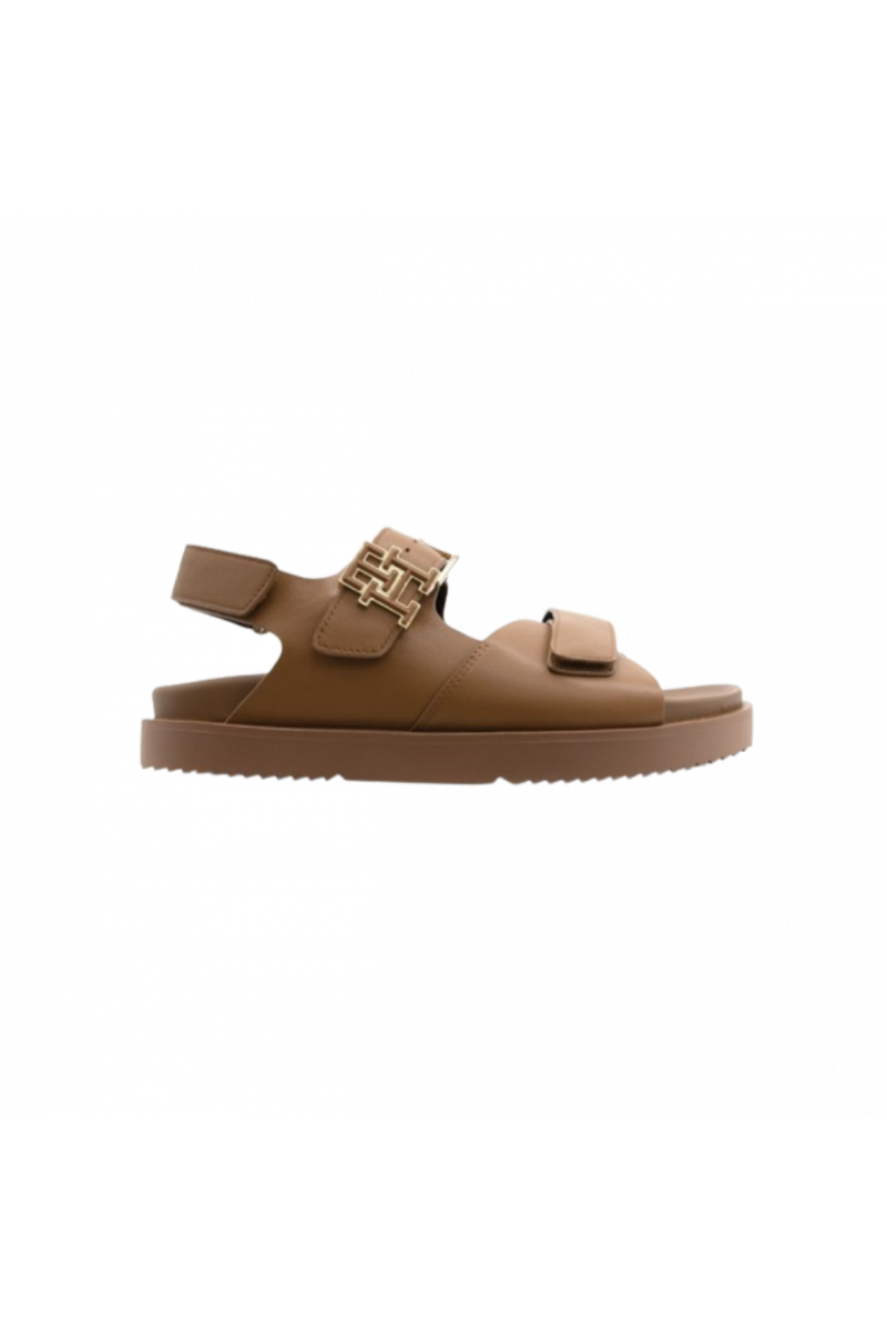 TOMMY HILFIGER - TH HARDWARE LEATHER SPORTY SANDAL BROWN