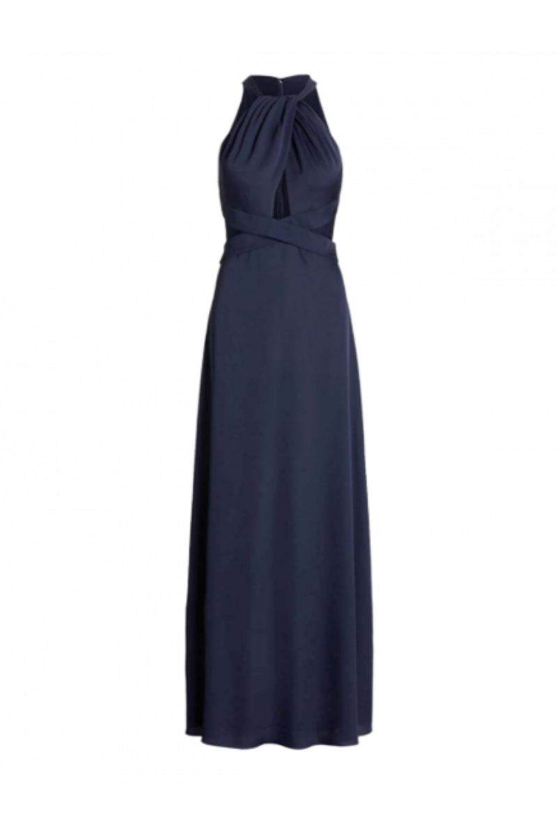 RALPH LAUREN MOUSSELINE-GOWN - NAVY BLUE