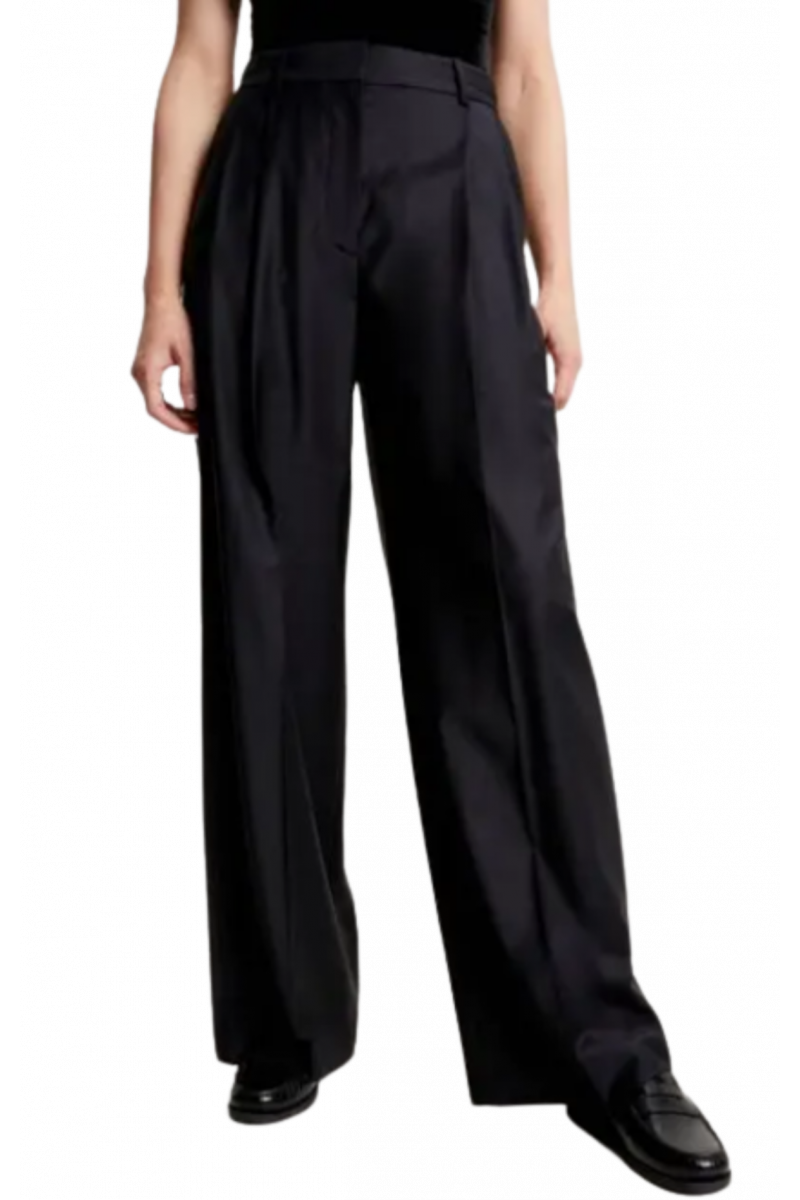 TOMMY HILFIGER - WIDE LEG PLEATED WOOL PANT