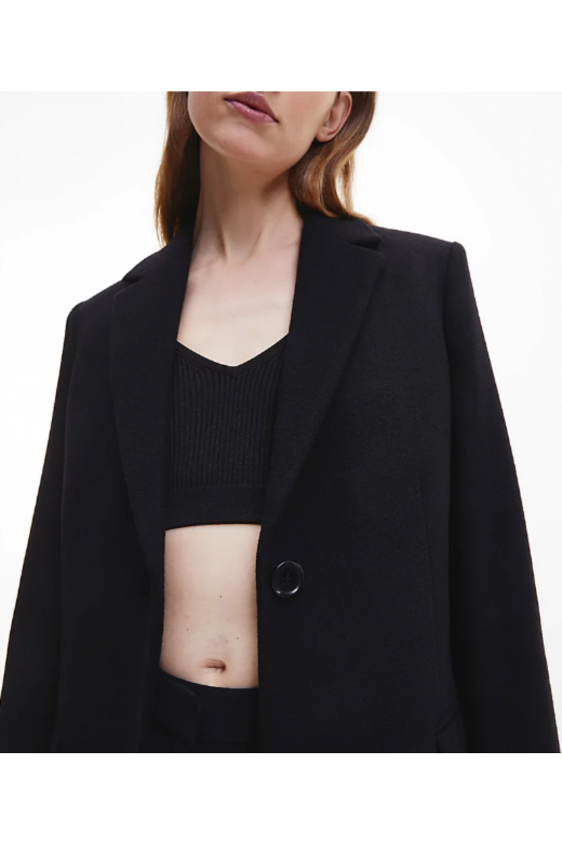 CALVIN KLEIN ESSENTIAL WOOL CROMBIE COAT BEH