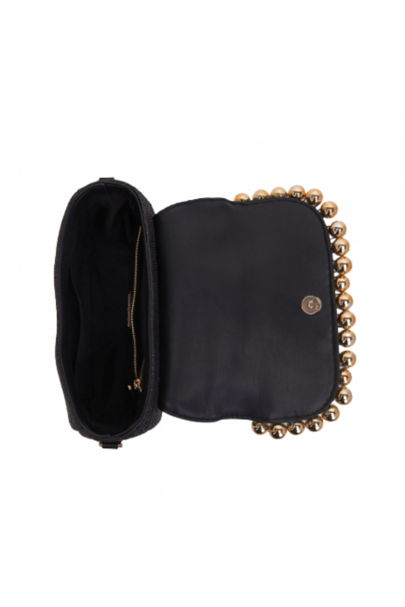 LA CARRIE FIREFLY HANDBAG RAFFIA + BLACK SYNT.