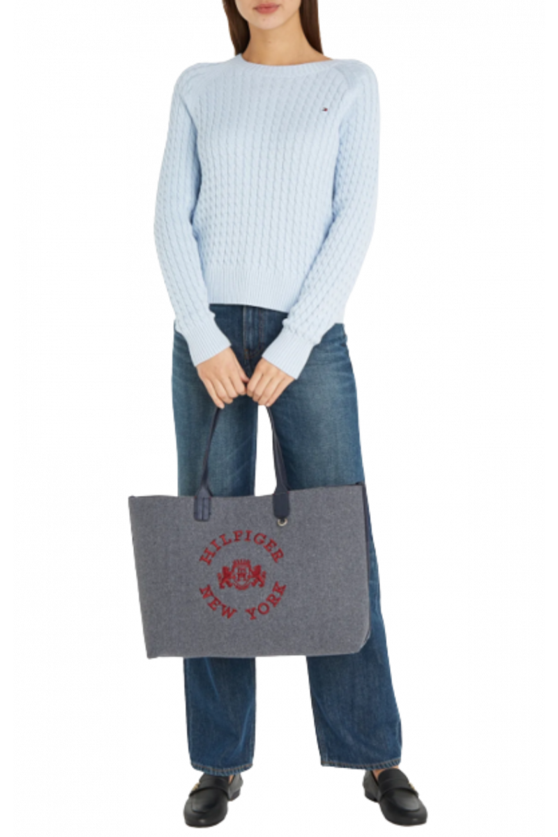 TOMMY HILFIGER - ICONIC TOMMY TOTE WOOL LOGO PSE