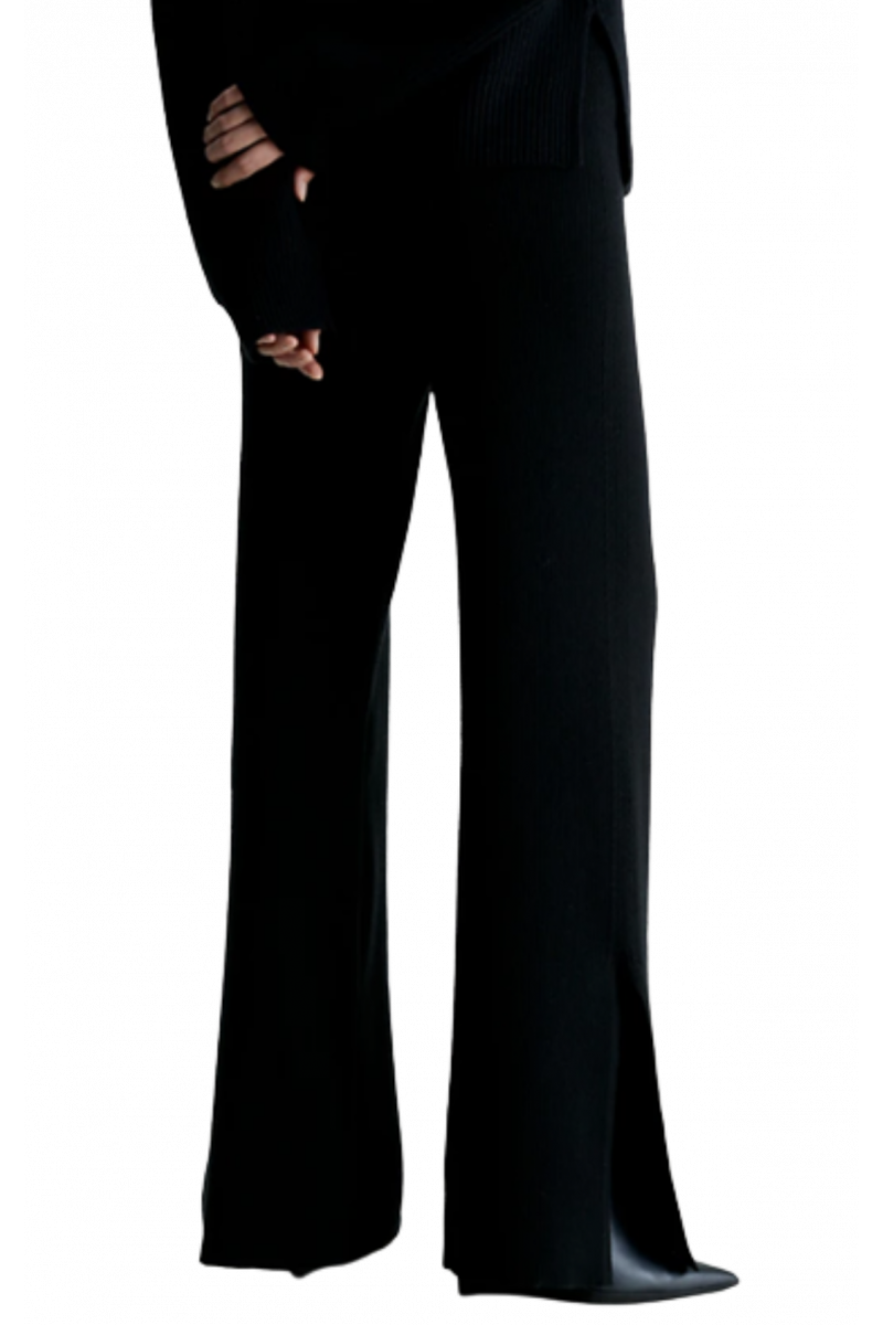 CALVIN KLEIN ESSENTIAL RIB WIDE LEG PANT BLACK