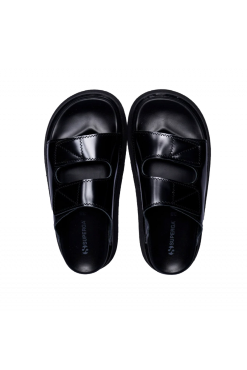 SUPERGA 1918 SLIDES DOUBLE BANDS PLATFORM - S8126PW BLACK