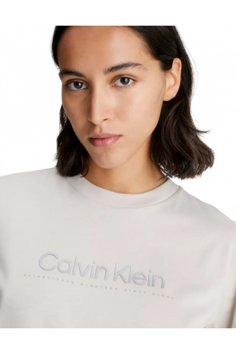 CALVIN KLEIN SATIN PRINT GRAPHIC T SHIRT - CHATEAU GRAY - PA8