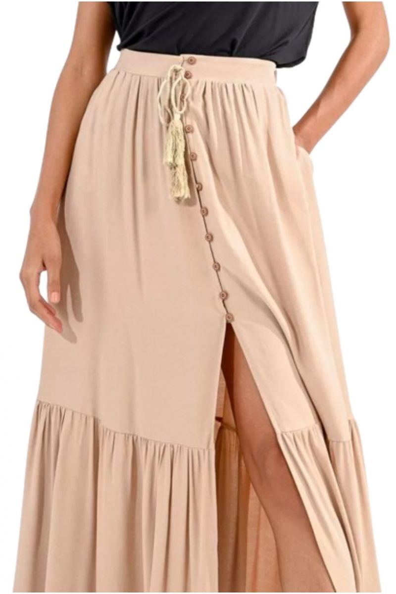 MOLLY BRACKEN LADIES WOVEN SKIRT N99CE BEIGE