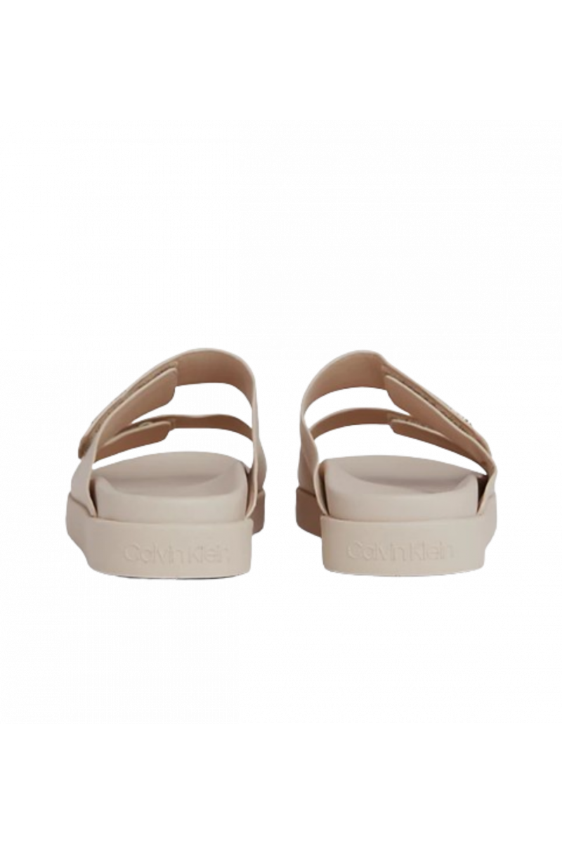 CALVIN KLEIN - FLAT ADJ SLIDE CALVIN MTL LTH STONY BEIGE