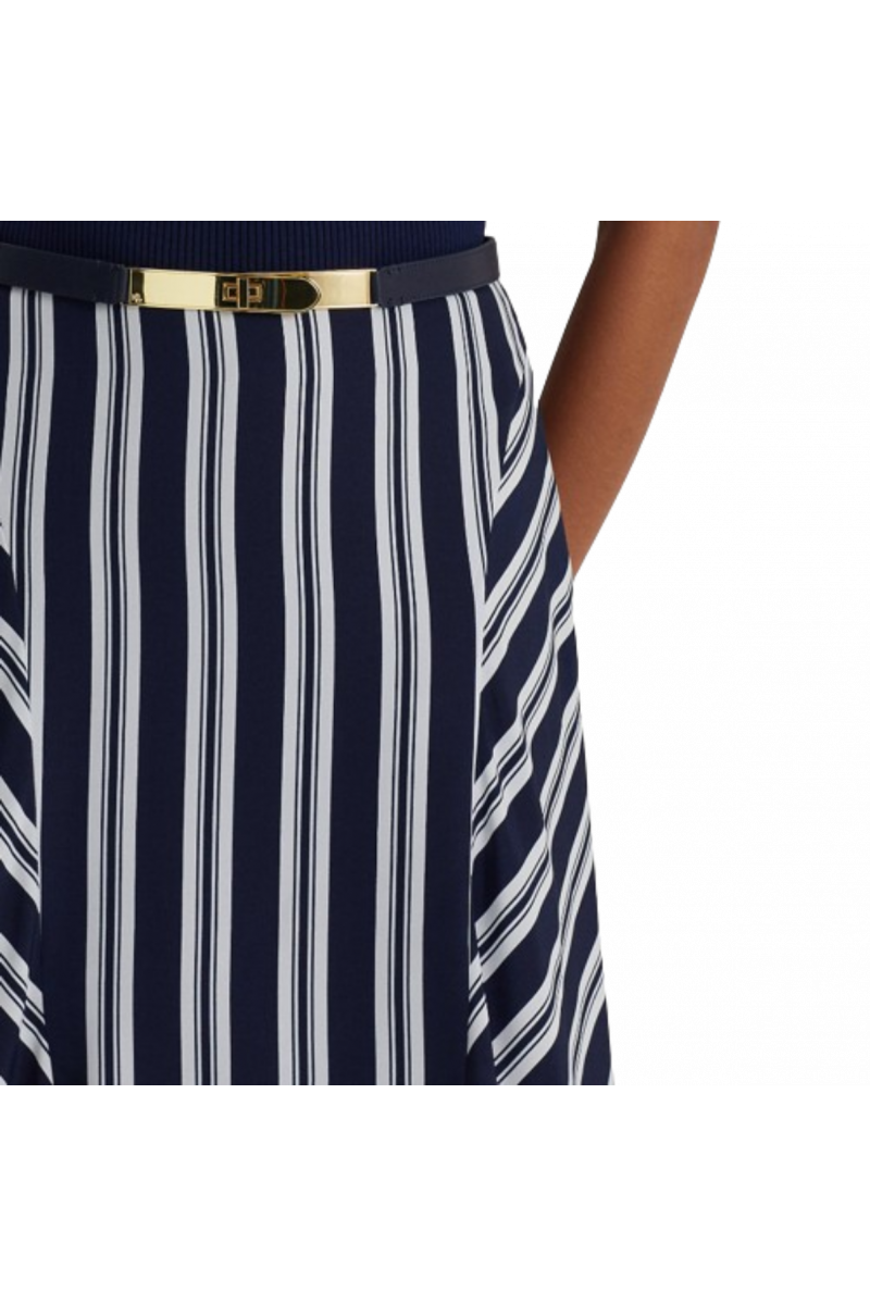 RALPH LAUREN POLY CDC - MIDI SKIRT STR NAVY/WHITE