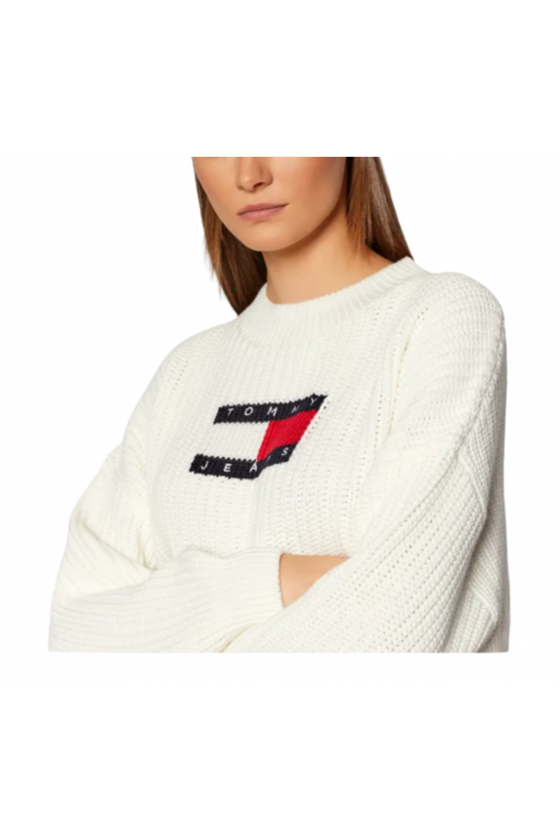 TOMMY HILFIGER TJW CENTER FLAG SWEATER YAP SNOW WHITE