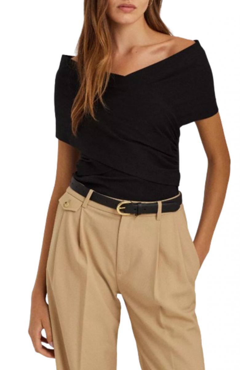 RALPH LAUREN RFND STRTCH 2X2 RIB-SLSTNK - BLACK