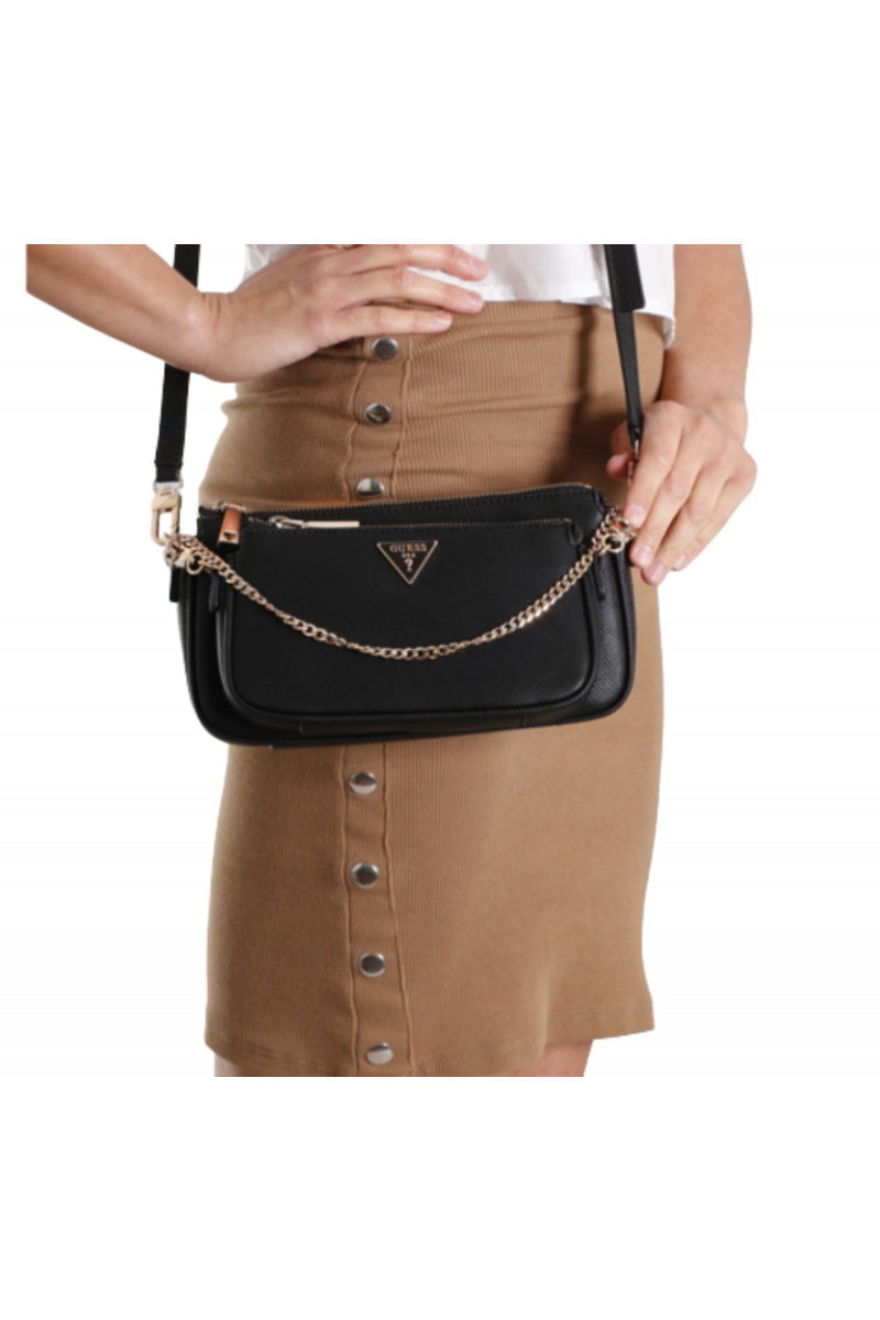 GUESS NELL MINI DOUBLE POUCH CROSSBODY VB867870 BLACK