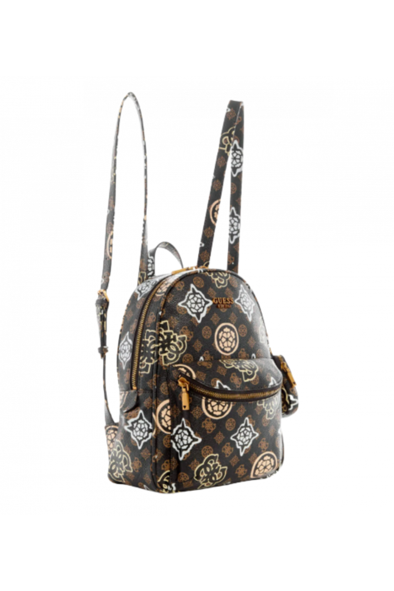 GUESS HOUSE PARTY LARGE BACKPACK PP868633 BROWN LOGO MULTI