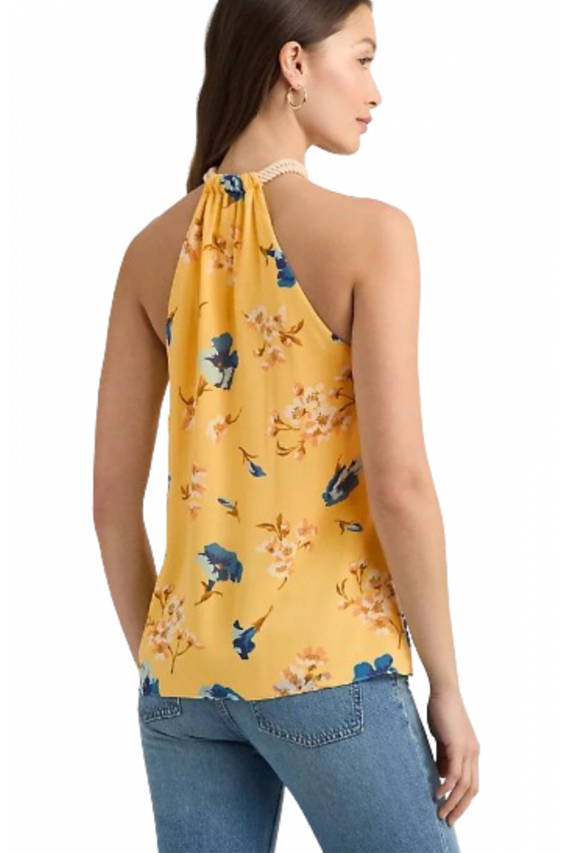 RALPH LAUREN POLY CRINKLE GGT 58 TOP FLORAL YELLOW