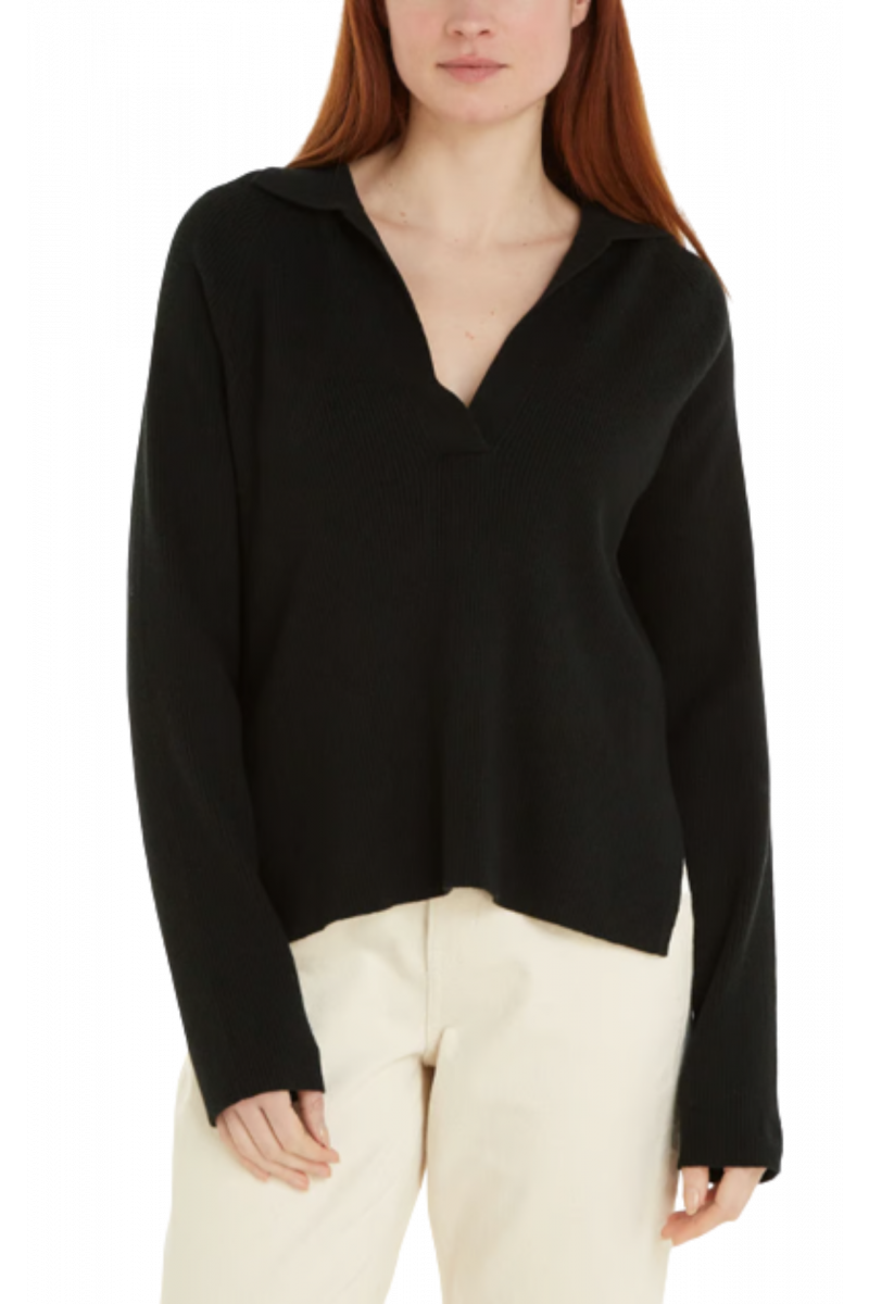 CALVIN KLEIN RIB POLO NECK SWEATER - BLACK