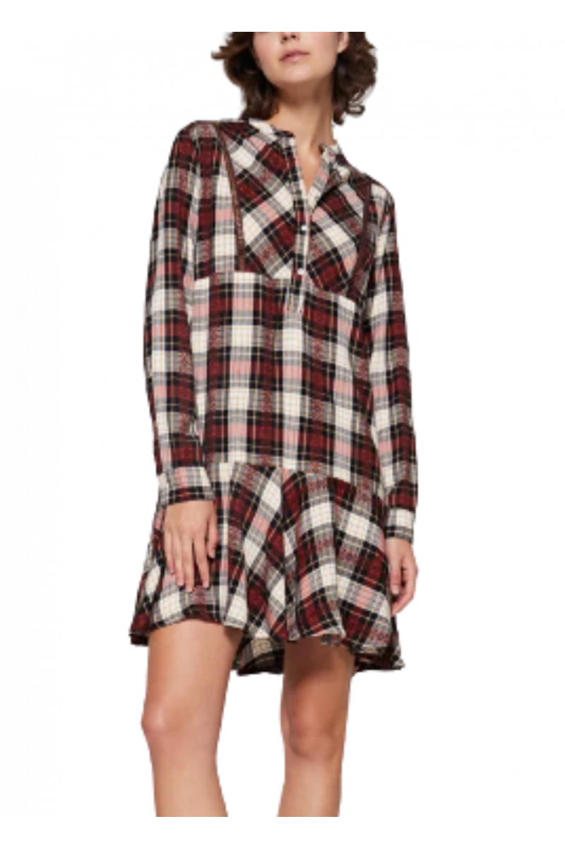 PEPE JEANS E2 LIBIA WOMEN'S DRESS CHECK BRICK